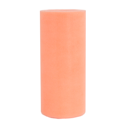 Лента (15 см*22,86 м) Фатин, Персиковый, 1 шт.