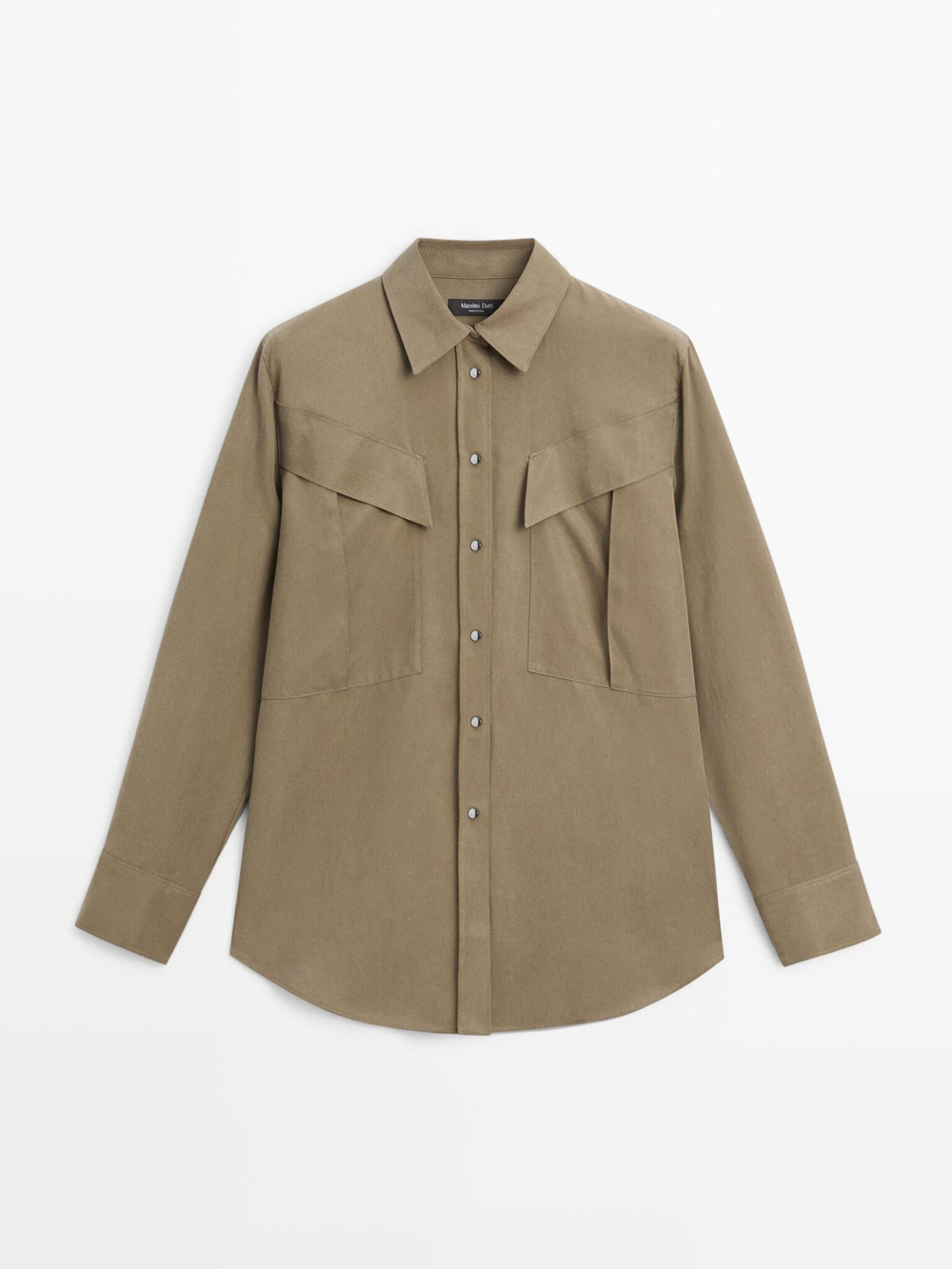 Massimo Dutti Длинная рубашка с карманами, хаки