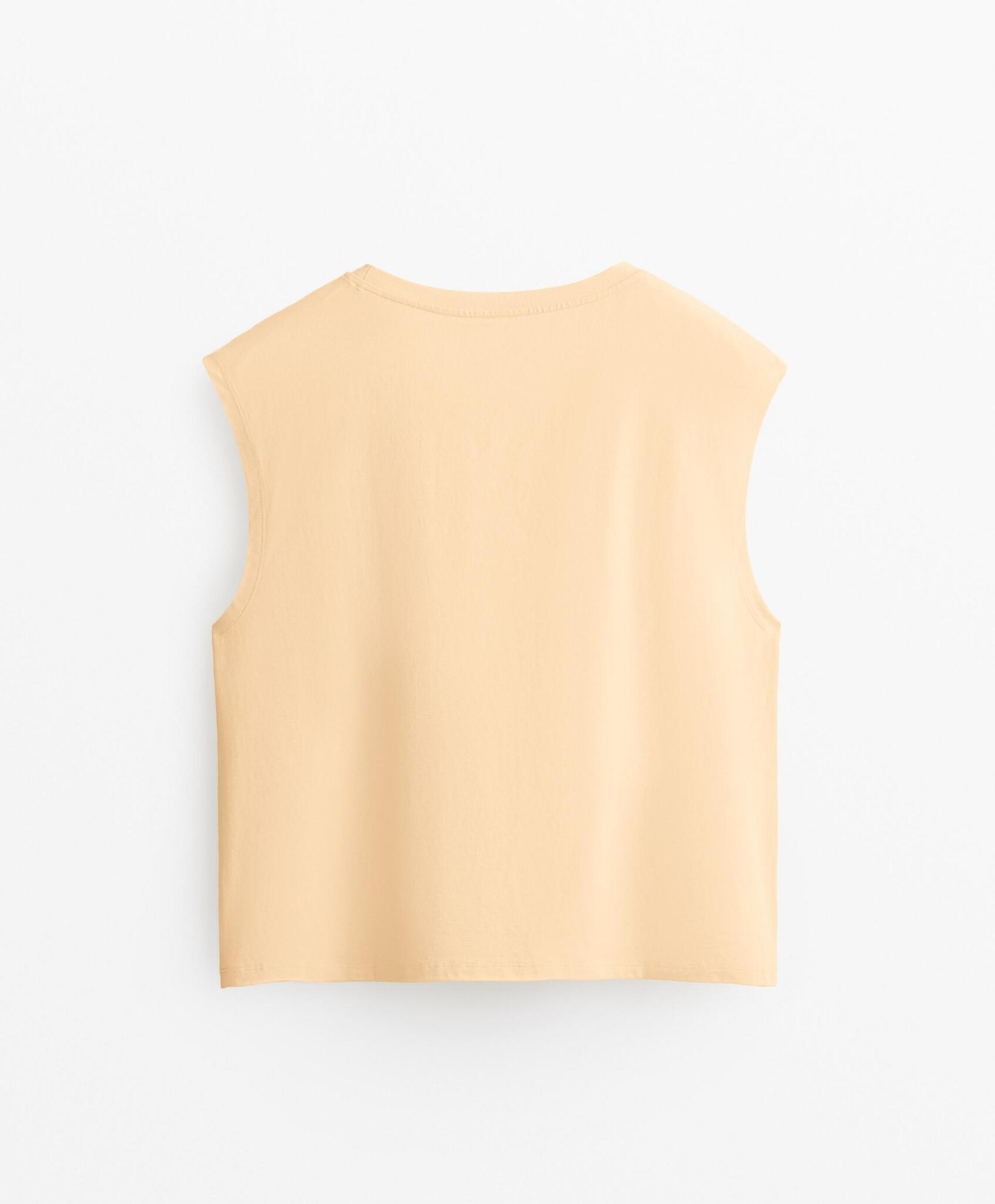 Oysho Топ без рукавов из смесового хлопка, желтый