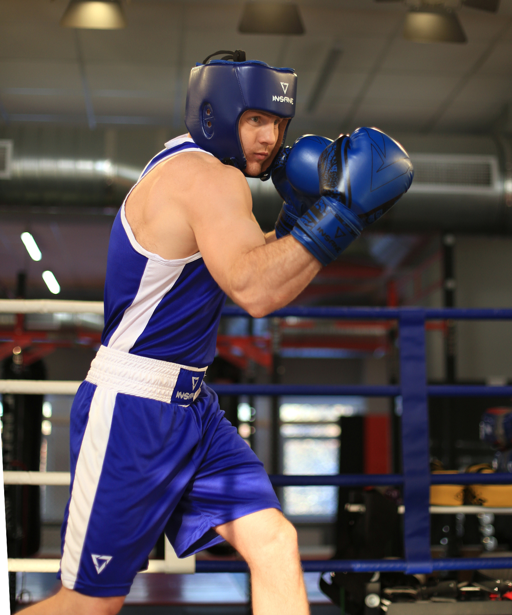 Перчатки боксерские ODIN, ПУ, синий, 12 oz