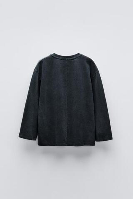 ZARA ФУТБОЛКА В КОВБОЙСКОМ СТИЛЕ, АНТРАЦИТОВО-СЕРЫЙ