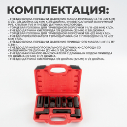 WDK-214250 Набор головок для кислородных датчиков (замены лямбда зондов) 10 предметов