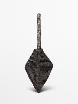 Massimo Dutti Маленькая сумка через плечо из рафии, коричневый