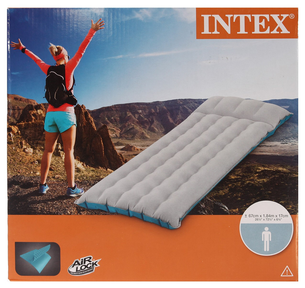 Надувной кемпинговый матрас Intex 67х184х17 см.
