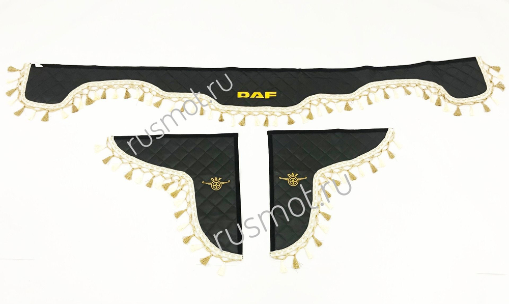 Ламбрекены экокожа стеганые 230 см. с вышивкой DAF