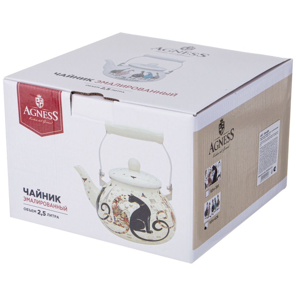 ЧАЙНИК AGNESS ЭМАЛИРОВАННЫЙ СЕРИЯ "FAMILY FARM", 2,5 Л