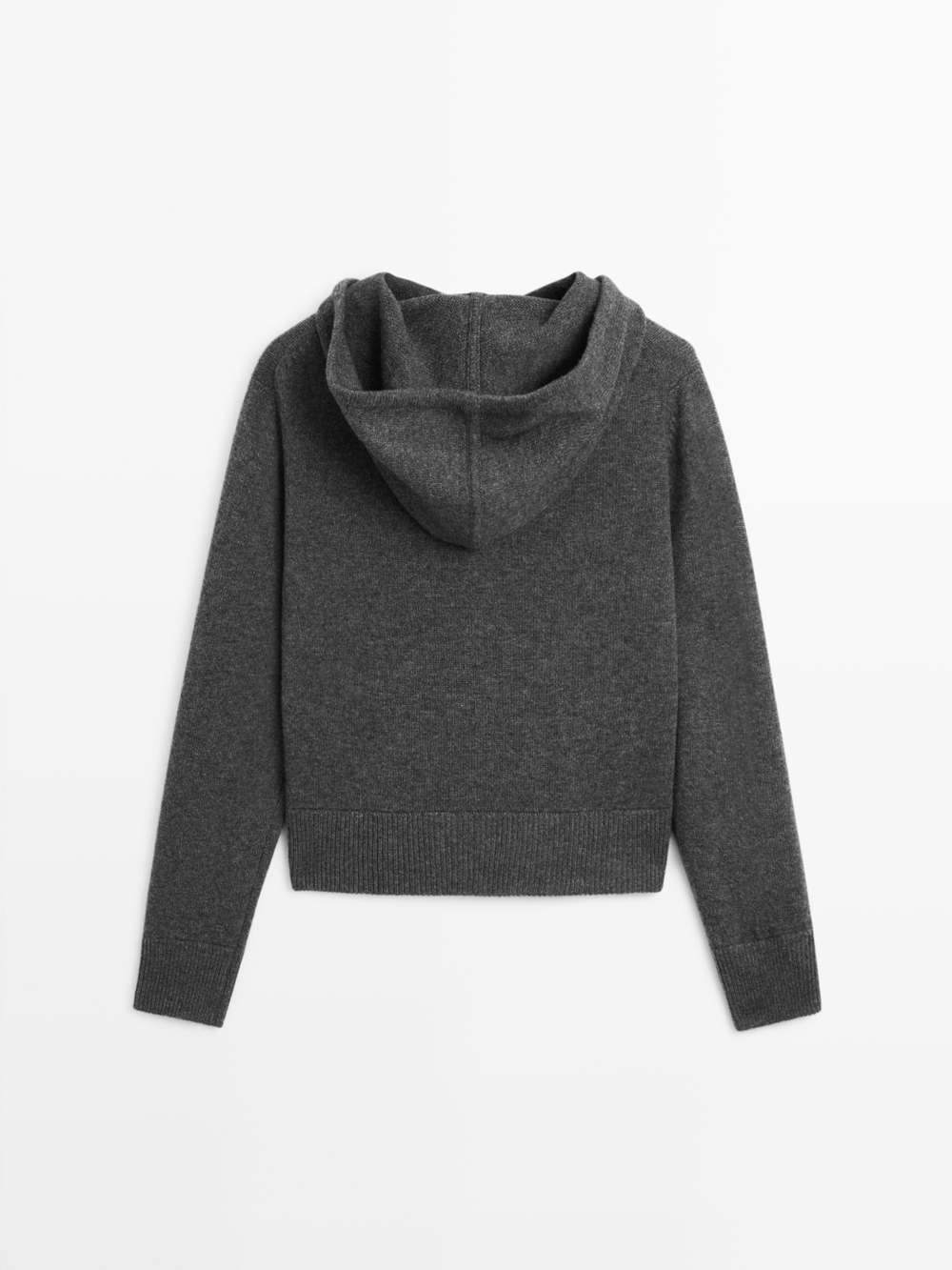 Massimo Dutti Кардиган из смесовой шерсти с застежкой-молнией и капюшоном, серый