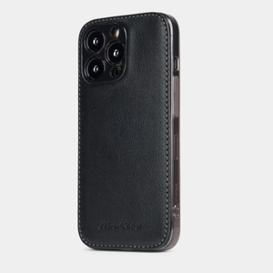 Чехол для iPhone 15 Pro из кожи теленка, черного цвета