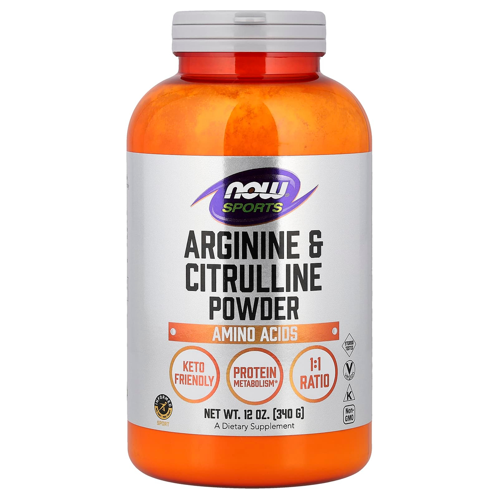NOW Foods, Sports, аргинин и цитруллин в форме порошка, 340 г (12 унций)