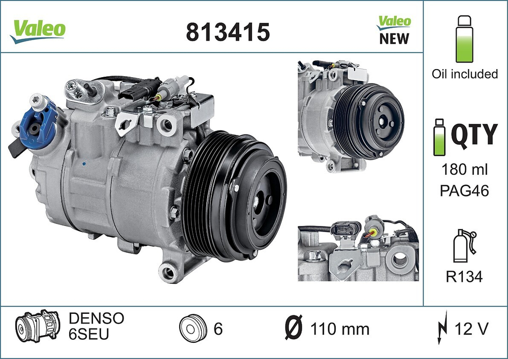 VALEO - 813415-VAL - Compressor, air conditioning - Povrat artikla narucenog iz Njemacke nije moguc.