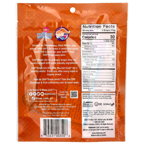 Zollipops, Zolli Drops, капли для очищения зубов, вкусные фрукты, 50 мл (1,6 унции)