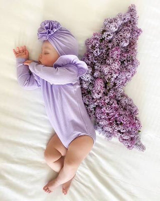 Боди лапша с длинным рукавом и крылышками, Лавандовый