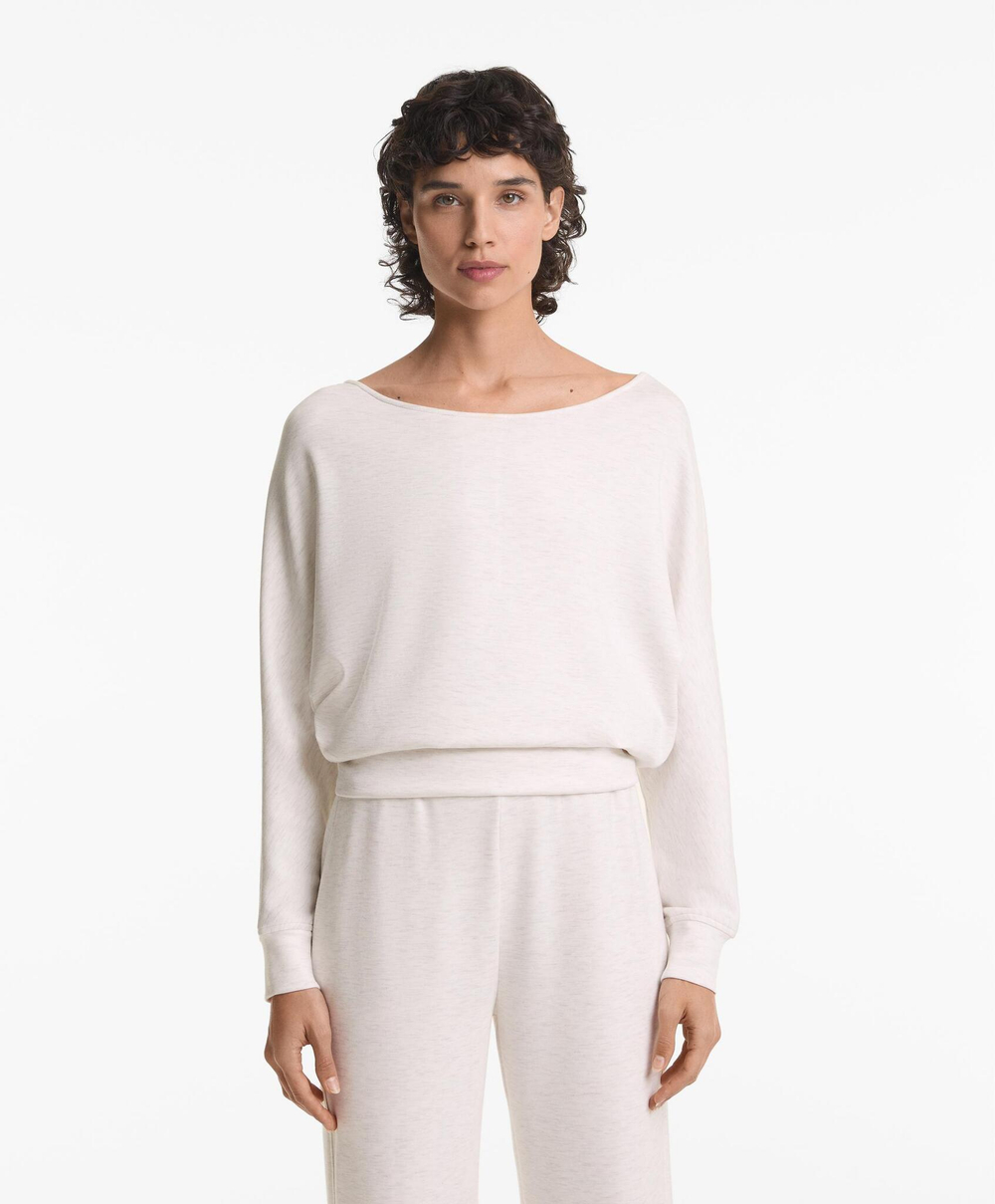 Oysho Толстовка укороченная с перекрещивающейся спинкой и модалом, меланж