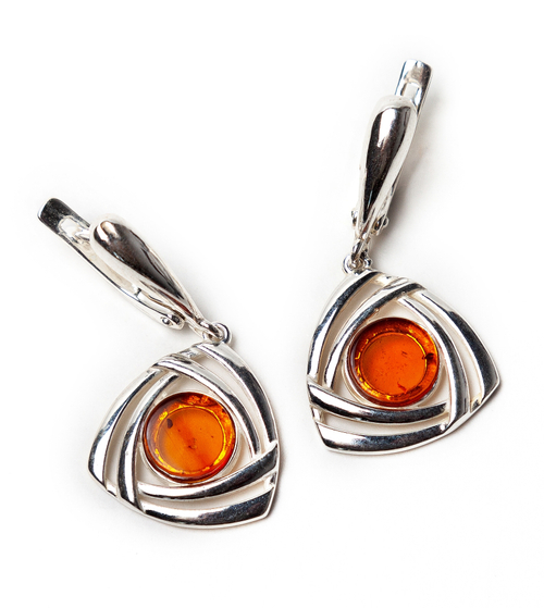 Серьги с натуральным янтарем