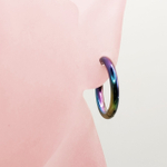 Серьги кольца цветные 14мм для пирсинга ушей. Медсталь, радужное анодирование.