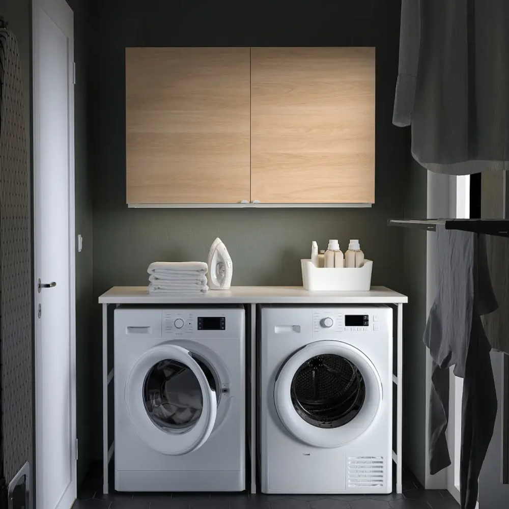 Комбинация для ванной - IKEA ENHET, 139х63.5х90.5 см, белый/имитация дуба, ЭНХЕТ ИКЕА