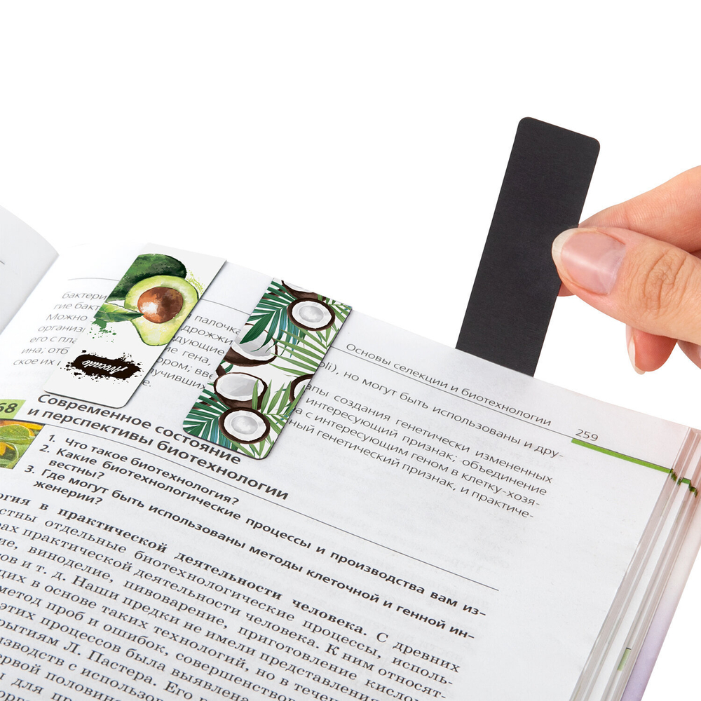 Закладки для книг МАГНИТНЫЕ "FRUITS" набор 12 шт. 60x20 мм BRAUBERG (4 штуки в упаковке)