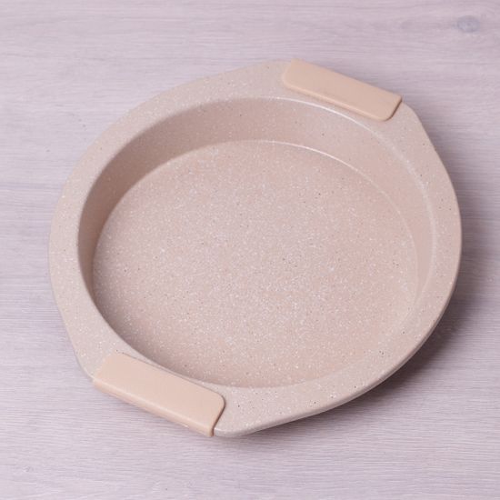Форма для запекания Kamille KM 6034 из углеродистой стали 28.5х26.5х3.8 см. (голубой и бежевый мрамор)