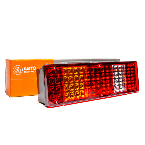 Фонарь задний, КамАЗ, левый, светодиодный, с подсветкой, жгут с разъемом (Tyco Electronics), 24 В