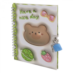 Блокнот в футляре, 18 см * 22 см, гребень, Alingar, мат.ламин, эффект 3D, ручка, замочек, диз. блок, линия, 45 л., "Мишка"