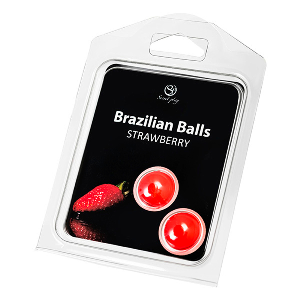 Набор из 2 шариков с массажным маслом с ароматом клубники Secret Play Brazilian Balls