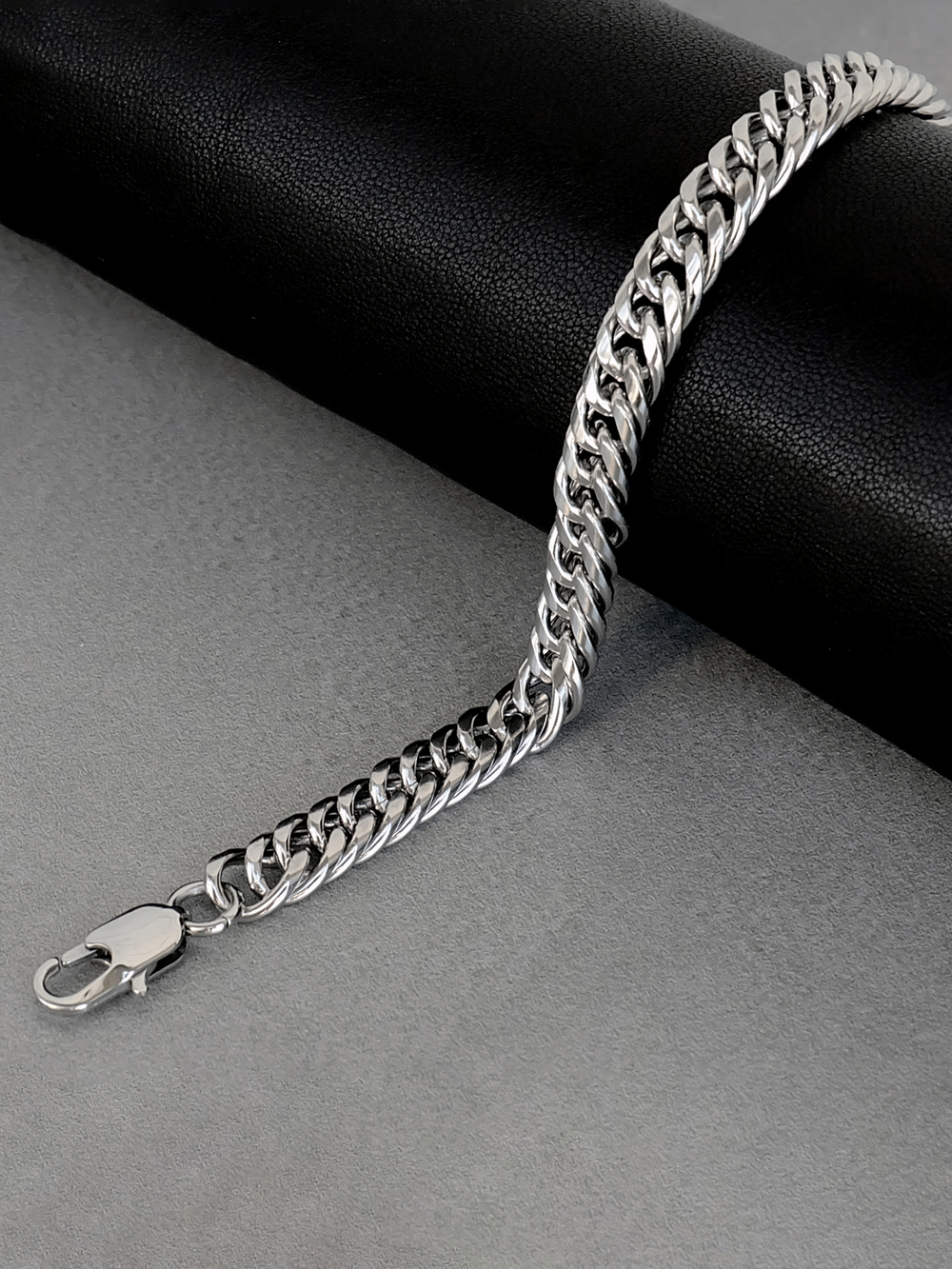 Мужской браслет из стали, двойное панцирное плетение