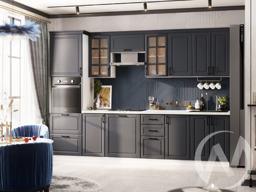 Кухня Николь-1 3;0м (белый/графит софт)