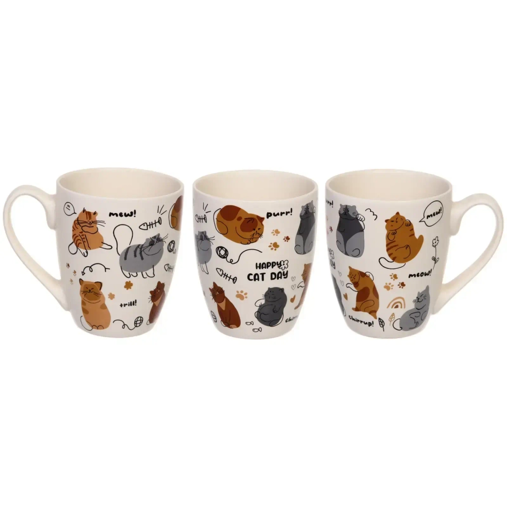 Кружка керамическая 350мл «Славные котики», микс 4рисунка