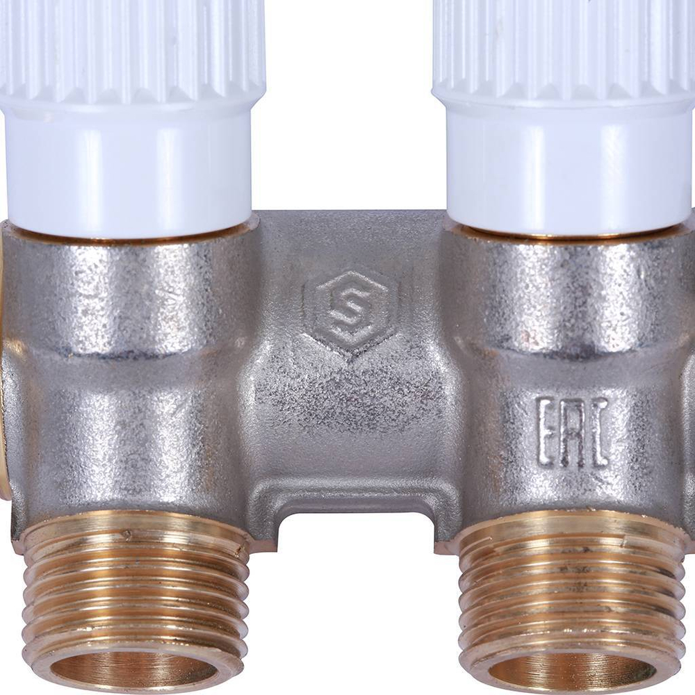 Коллектор распределительный  3/4", 2 отвода 1/2" плоское уплотнение