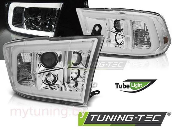 Передние фары Tube Light для Dodge Ram IV (09-18) хромированные