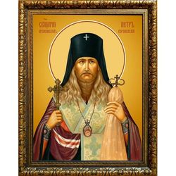 Петр Зверев, архиепископ Воронежский, священномученик. Икона на холсте.