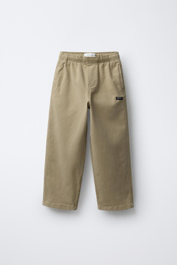 ZARA БРЮКИ STRAIGHT С НАШИВКОЙ, БЕЖЕВЫЙ