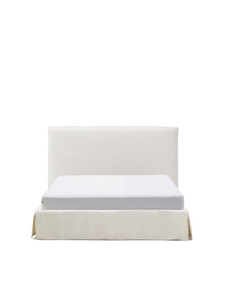 Кровать Jaira из белого шенилла со съемным чехлом для матраса 160x200 см