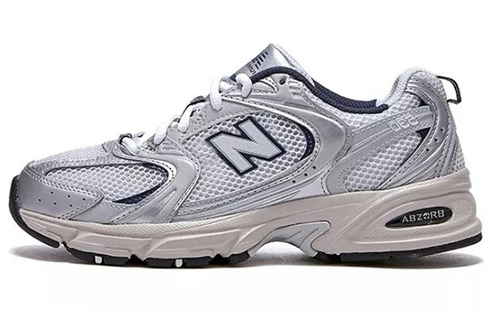 New Balance NB 530 comfortable fabric artificial leather shock absorption breathable low-top running shoes for men and women the same gray silver