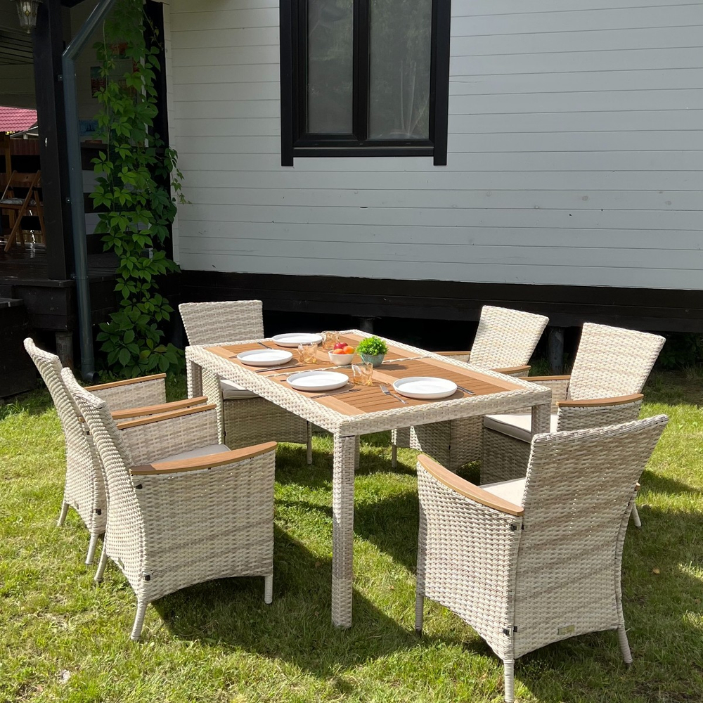 Обеденный комплект ROYAL FAMILY AMELIA бежевого цвета на 6 персон