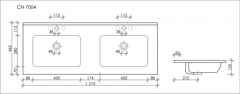 Раковина Ceramica Nova Element 121 см, CN7004