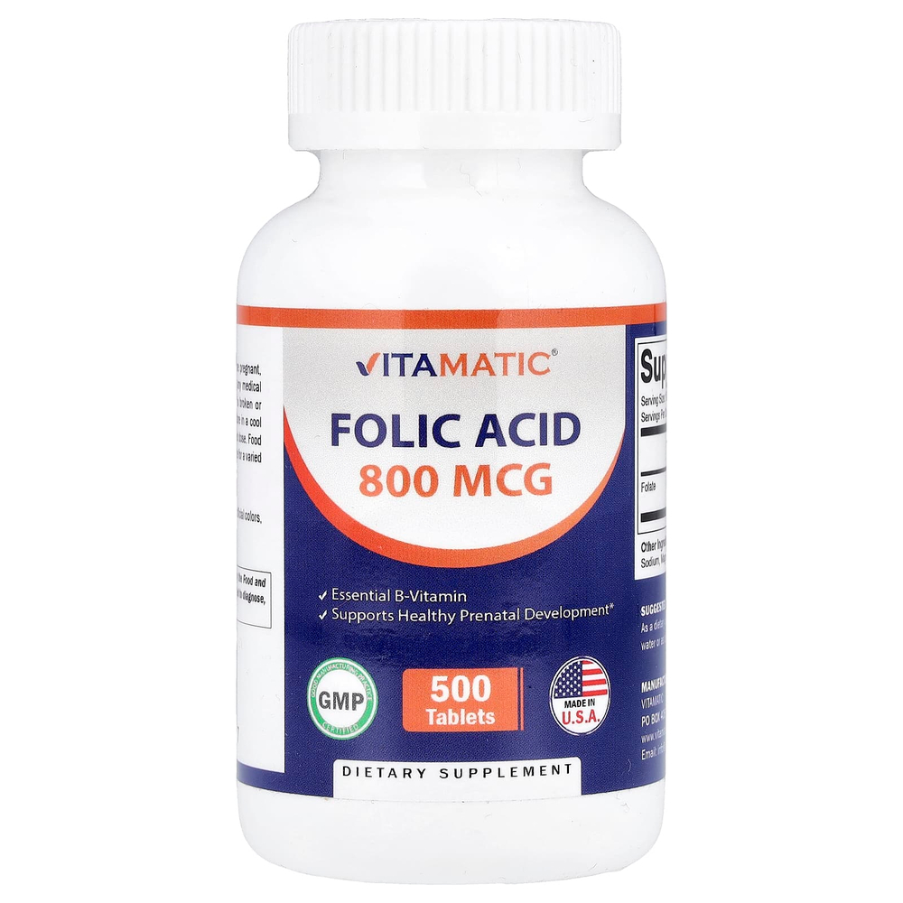 Vitamatic, фолиевая кислота, 800 мкг, 500 таблеток