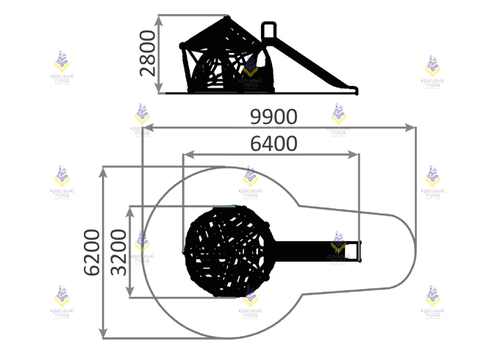 Спортивно-игровой комплекс «Молекула-5 с горкой на крыше»