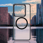 Чехол с Магсейф Xiaomi 14T прозрачный матовый с черным бортом WLONS