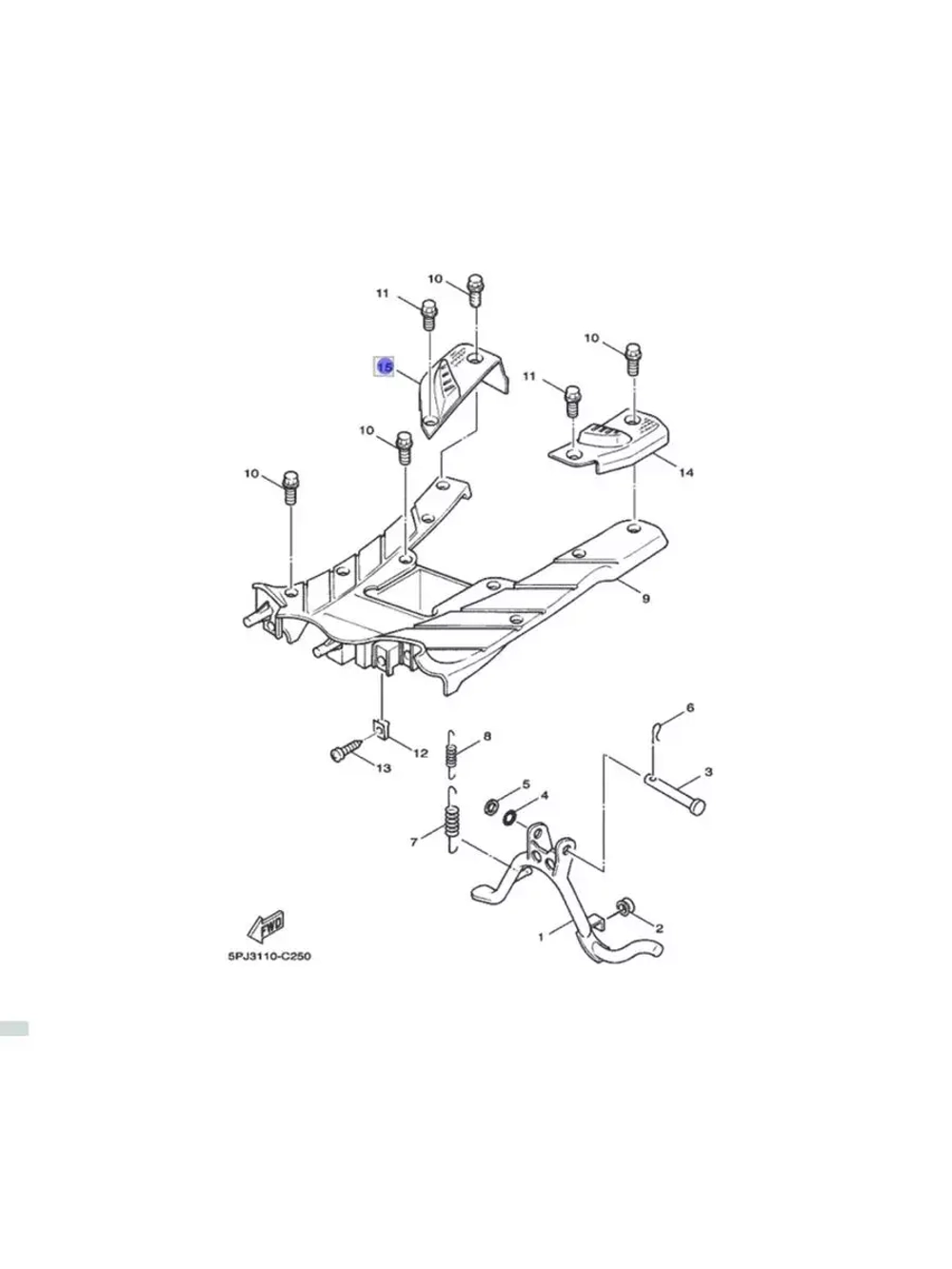 Подножка правая для скутеров 5PJ-F7421-00-00