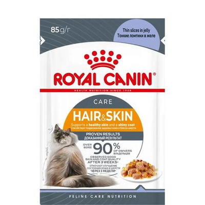Тонкие ломтики в желе, 85г Hair & Skin для здоровья кожи и блеска шерсти Royal Canin