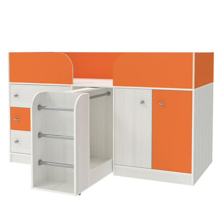 Кровать-чердак КарИВи Малыш 4 Белое Дерево Оранжевый