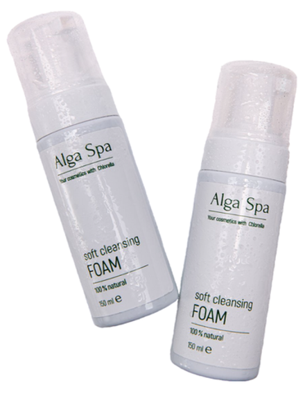 Мягкая пенка для умывания Soft cleansing foam на основе живой суспензии микроводоросли Chlorella, ТМ ALGA SPA