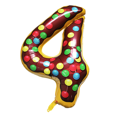 Шар фольга Цифра 4 Пончик 40"/102см с гелием
