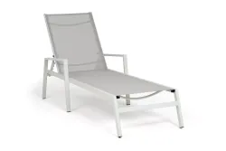 "Парма" шезлонг, каркас алюминий светло-серый (RAL7035) муар, ткань текстилен светло-серая