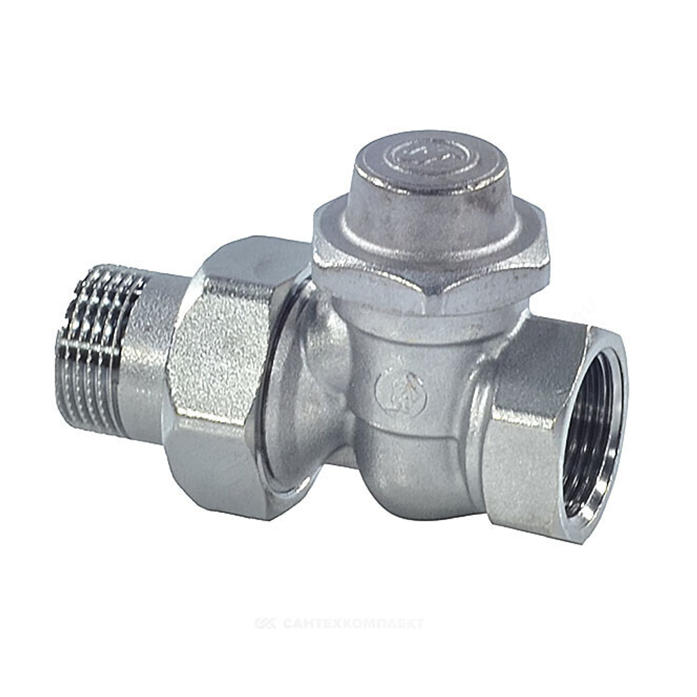 Клапан запорный Ду 20 Ру16 ВР прямой штуцер без уплотнения R715TG Giacomini R715X034