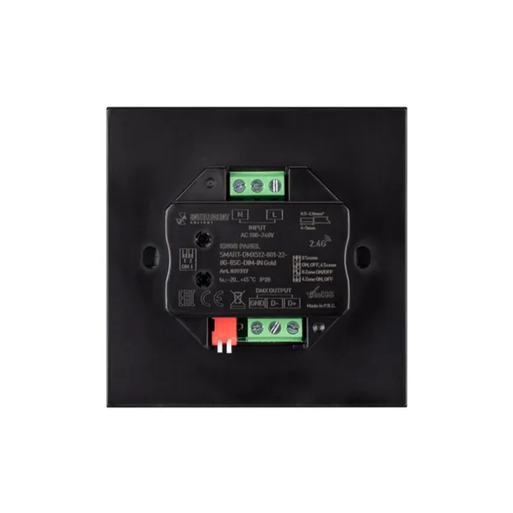 INTELLIGENT ARLIGHT Кнопочная панель SMART-DMX512-801-22-8G-8SC-DIM-IN Gold (230V, 2.4G) (IARL, IP20 Пластик, 5 лет) 039317