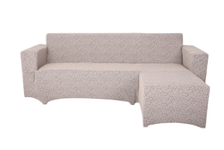 Чехол Жаккард на угловой диван с выступом справа, цвет Слоновая кость