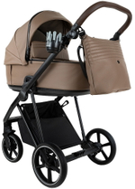 Детская коляска Roan Sol Vintage Leather 2.0 3 в 1 с автокреслом Pituso Baesa Pro Black,Beige Canopy SL/11/L Camel/Black/руч.Тем.коричневый
