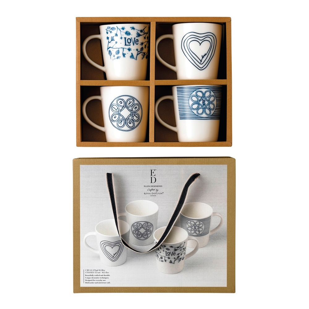 Royal Doulton Набор из 4 кружек Ellen DeGeneres 475 мл Love
